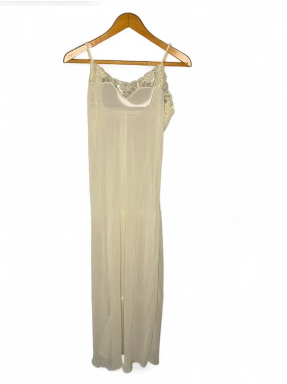 Vintage Maidenform Sheer Lace Trim Slip Dress Cream‎ Size L